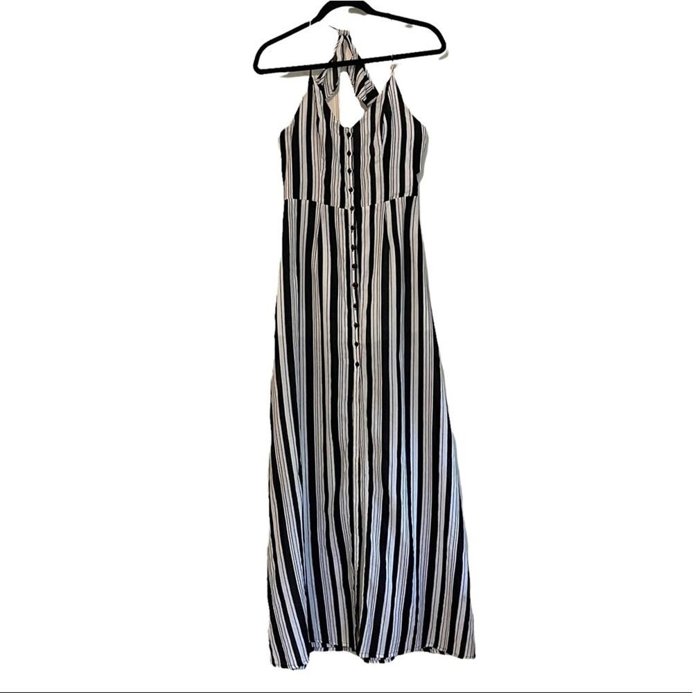 Altar'd State Black and White Striped Maxi Dress